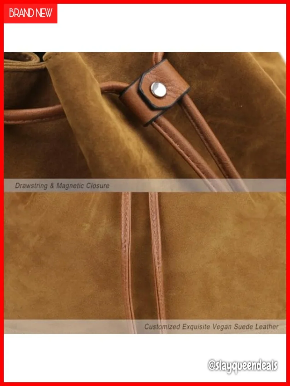 Vegan Suede Leather Bucket Bag Crossbody Shoulder Purse for Women